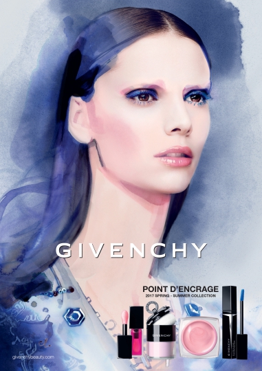 Romy Schönberger the new face of Givenchy Beauty, photographer Ben Hassett, styling Melanie Huyn, make-up Abby Martin, hair Christian Eberhart, illustration Antoine Asseraf 