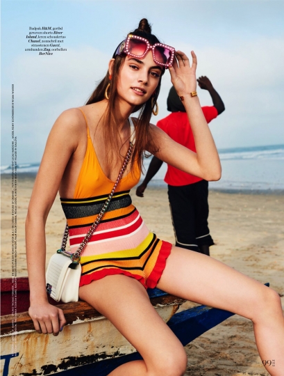 Romy Schönberger for Dutch Elle July 2017, photographer Jeroen W. Mantel, stylist Thomas Vermeer, hair and make-up Ellen Romeijn 