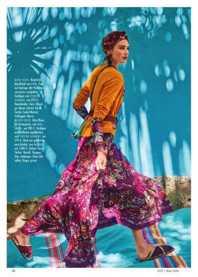 Sanne Vloet for German Elle May 2018, Photographer Enrique  Baduescu, Stylist Kathrin Seidel, Hair Leonardo Monetti, Make-up Deanna Melluso 