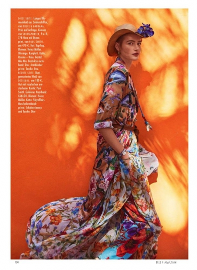 Sanne Vloet for German Elle May 2018, Photographer Enrique  Baduescu, Stylist Kathrin Seidel, Hair Leonardo Monetti, Make-up Deanna Melluso 