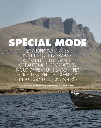 Bette Franke for Elle France august 2018, Photographer Blair Getz Mezobov, Eidtor Jeanne Le Bault, Make-up Lili Choï, Hair Christoph Hasenbein 