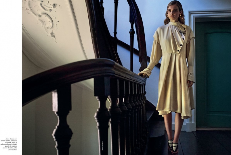 An elegant Kim Noorda for D La Repubblica November 2018, Photographer Philip Riches, Stylist  Carlo Pregnolato, Hair Lydia Lelou, Make-up Pernell Kusmus 