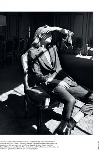 An elegant Kim Noorda for D La Repubblica November 2018, Photographer Philip Riches, Stylist  Carlo Pregnolato, Hair Lydia Lelou, Make-up Pernell Kusmus 