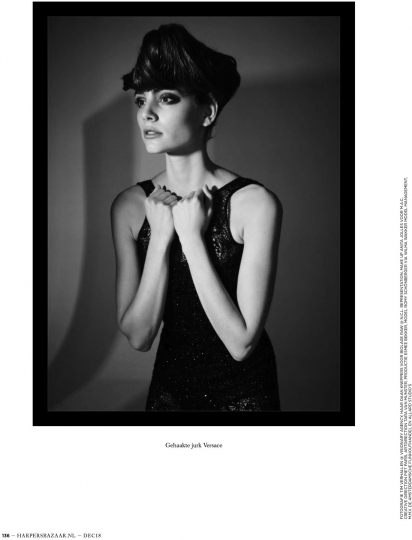 Romy Schönberger in an impressive story for Dutch Harpers Bazaar December 2018, photographed by Tim Verhallen, Styled by Astrid Schilders, Hair by Daan Kneppers and make-up by Anita Jolles 