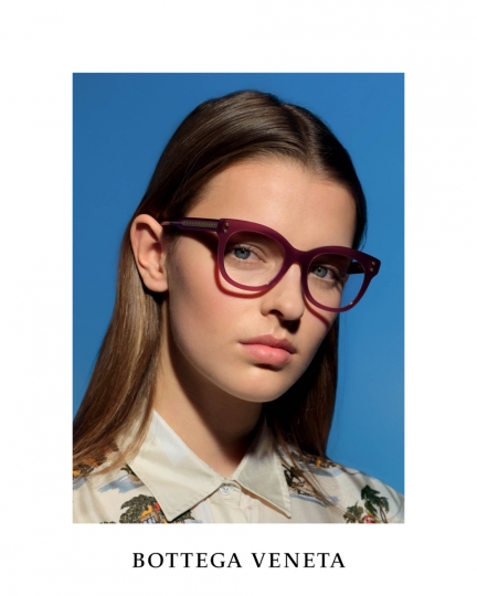 Merel Zoet looking great in the  Bottega Veneta glasses campaign, photographed by Francesco Zanardo, Casting by Establishment NYC, Make-up by Giulia Cigarine, Hair by Massimo Gamba 