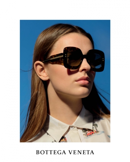 Merel Zoet looking great in the  Bottega Veneta glasses campaign, photographed by Francesco Zanardo, Casting by Establishment NYC, Make-up by Giulia Cigarine, Hair by Massimo Gamba 