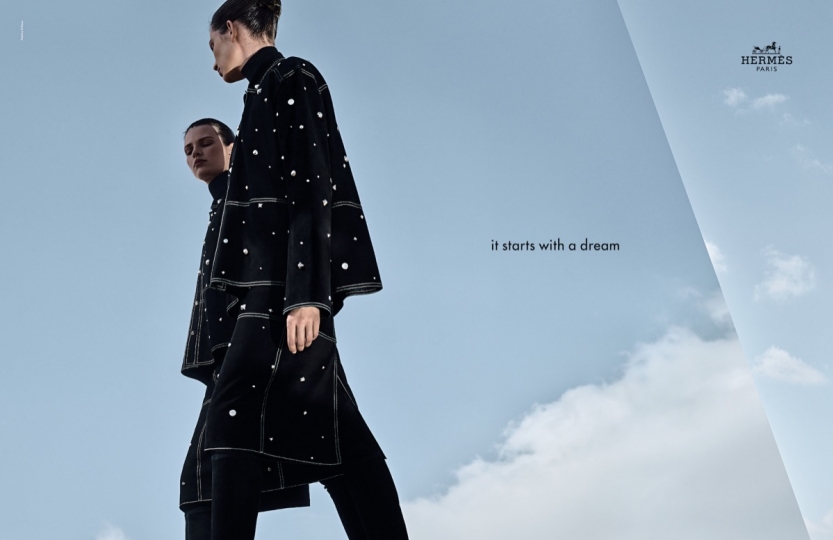 Bette Franke in an impressive campaign for Hermes Fall 2019, Photographer Jonas Lindstroem, Stylist Elodie David-Touboul 