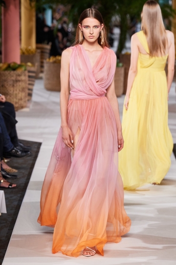 Delicate dress for Merel Zoet at Oscar de la Rente SS 2020, Stylist Natasha Royt, Hair Odile Gilbert, Make-up Tom Pecheux 