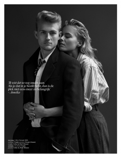 Super nice very personal cover story Annekee Molenaar and Matthijs de Ligt for Dutch Men Vogue, captured by Marc de Groot, Styled by Mr. van Heel, Hair by Siko van Berkel, Makeup/grooming by Siddharta 