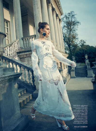 Romy Schönberger in an elegant story for Harpers Bazaar UK, Photographer Regan Cameron, Stylist Miranda Almond, Make-up Anita Keeling, Hair Perrine Rochemont 