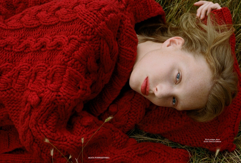 Red alert for Demy de Vries in Harpers Bazaar UK, Photographer Agata Pospieszynska, Stylist Charlie Harrington, Hair James Rowe, Make-up Polly Osmond 