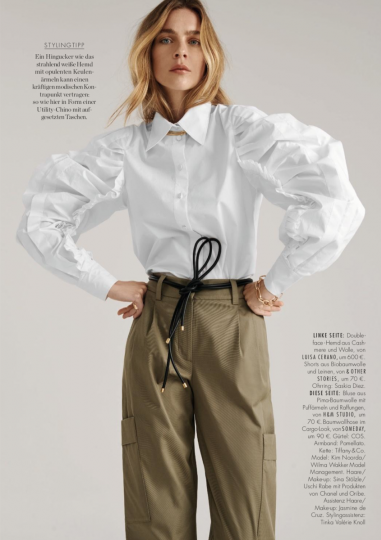 Back to naturel with Kim Noorda for German Elle, Photographer Andreas Orthern, Stylist Pia Léonie Knoll, Hair and Make-up Sina Stölze 