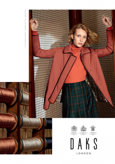 Demy de Vries for DAKS  Camaign Fall/Winter 2020/2021, Photographer Sylvain Homo, Stylist Mitchel Belk, Make-up Polly Osmond, Hair Gareth Bromell 