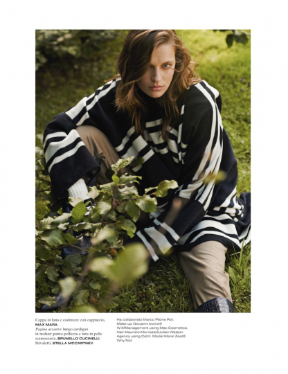 Merel Zoet luxury in the  woods for Vanitay Fair Italy, Photographer Frederico Martin, Stylist Federica Carnevali, Make-uup Giovanni Lovine, Hair Maurizio Morreale 