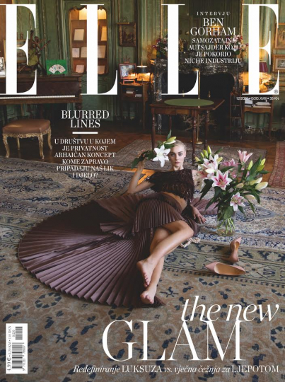 Glam girl Anna Sophia Evers on the Cover and story in Elle Croatia, Photographer Iris Brosch, Stylist Rania Tuka, Make-up Angie Moulin, Hair Delphine Bonnet, Producer Daniele Carettoni 