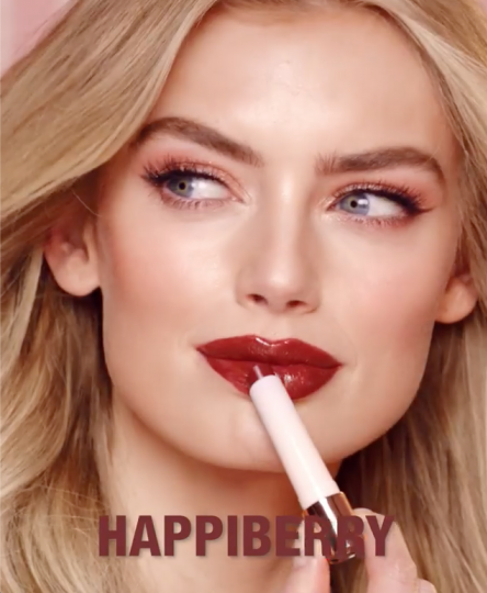 La bella smiling Hanna Verhees for Happikiss Campaign Charlotte Tilbury, Photographer Matt Easton, Make-up Christine Anderson @ Charlotte Tilbury team, Hair Sarah Palmer 
