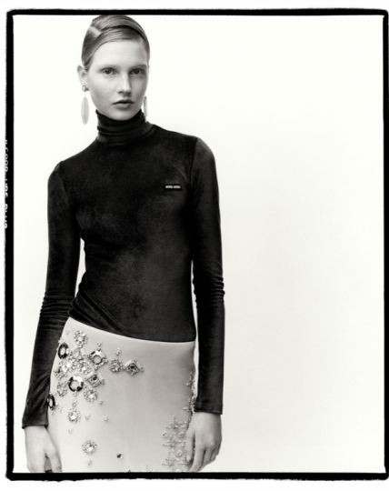 Levi Achthoven in the latest edition of MiuZine, shot backstage at the MiuMiu SS21 show by Nikolai von Bismarck, Creative direction Katie Grand, Casting Anita Bitton 