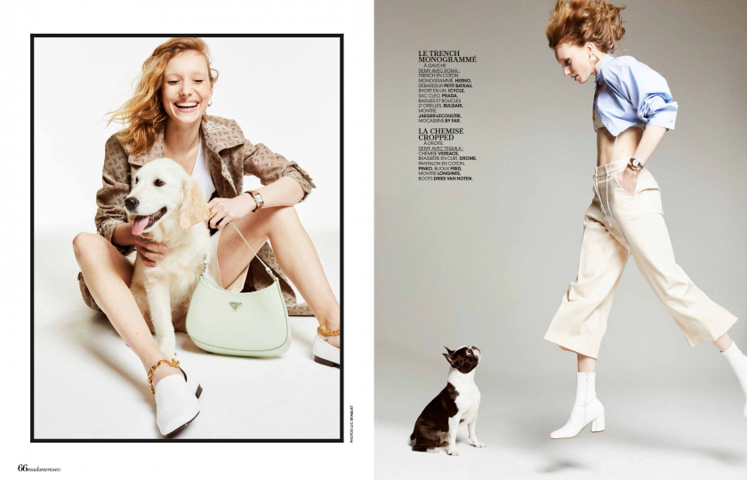 Animal lover Demy de Vries in a very cute story for Madame Figaro, Photographer Luc Braquet, Stylist Carole Matray, Make-up Maud Eigenheer, Hair Taan Doan 