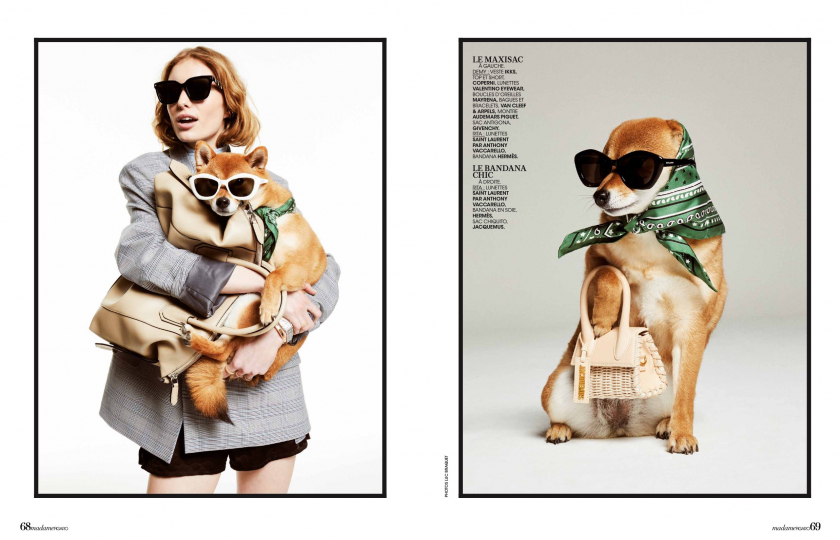 Animal lover Demy de Vries in a very cute story for Madame Figaro, Photographer Luc Braquet, Stylist Carole Matray, Make-up Maud Eigenheer, Hair Taan Doan 