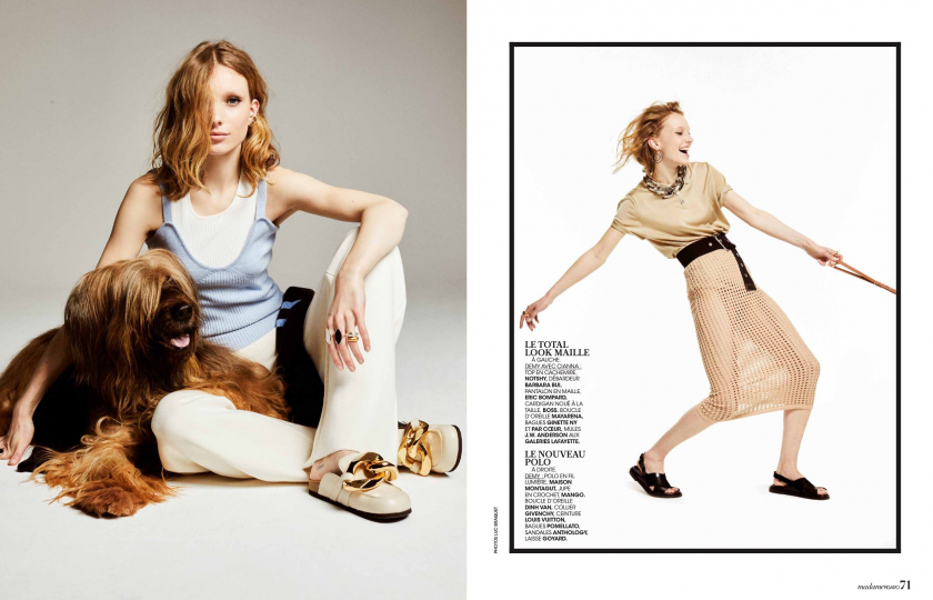 Animal lover Demy de Vries in a very cute story for Madame Figaro, Photographer Luc Braquet, Stylist Carole Matray, Make-up Maud Eigenheer, Hair Taan Doan 