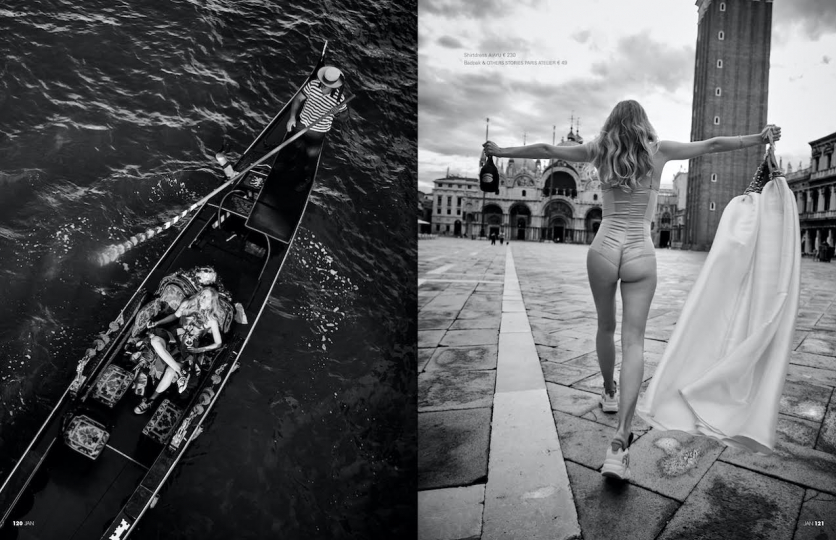 Smiley Annemara Post dances through Venetia for Jan Magazine, Photographer Eric van den Elsen, Stylist Linda Gumus Gerritsen, Hair and make-up Evelyn Dupuy Ferrer 