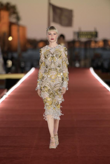 Demy de Vries for Dolce &Gabbana Alta Moda show Fall 2021 in Venice 